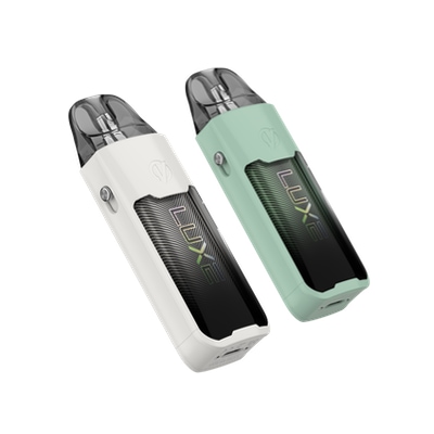 Design futuriste du pod Luxe XR Max Vaporesso en version white et green